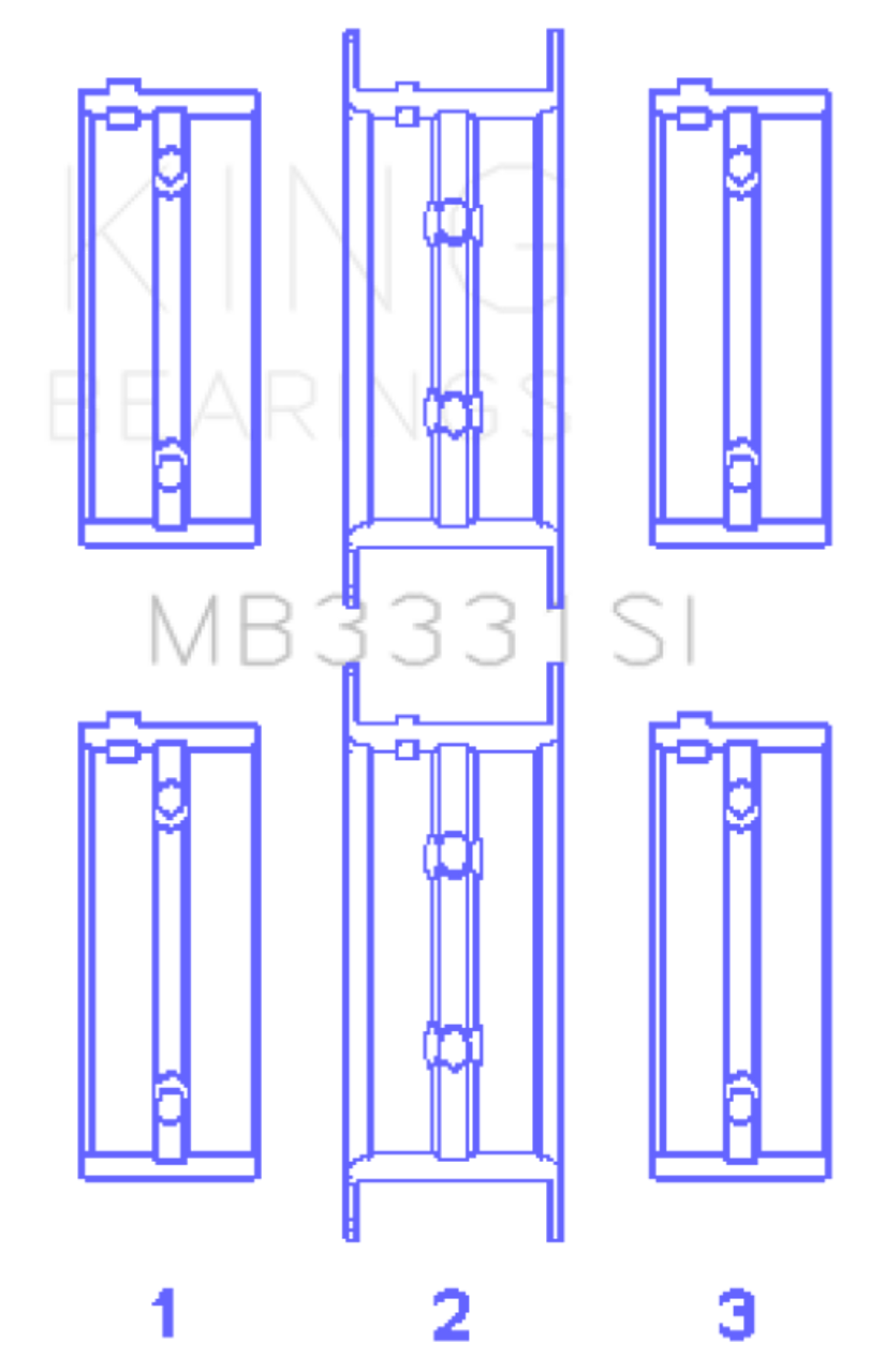 King Engine Bearings Subaru 1300/1600 (Size +0.50mm) Main Bearing Set - MB3331SI0.5