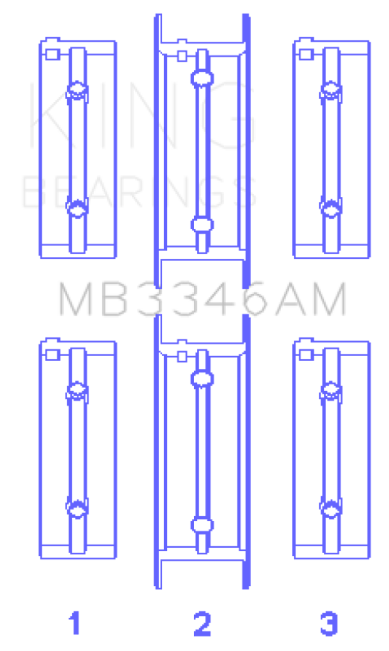 King Engine Bearings Subaru 1800Cc 1980 On (Size +1.0mm) Main Bearing Set - MB3346AM1.0