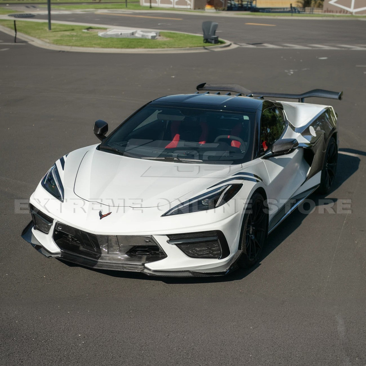 EOS Z07 Style Front Splitter & Carnards - Carbon Fiber - C8 Corvette (FLIP-476-BKCF_SPLITTER-477-BKCF)