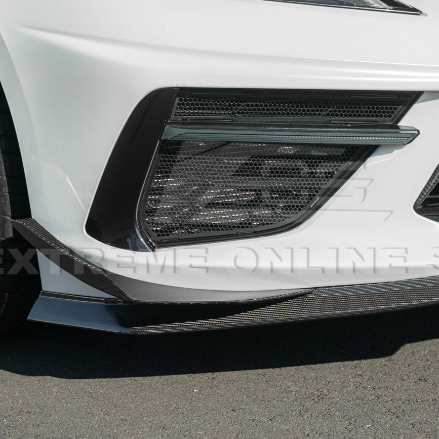 EOS Z07 Style Front Splitter & Carnards - Carbon Fiber - C8 Corvette (FLIP-476-BKCF_SPLITTER-477-BKCF)