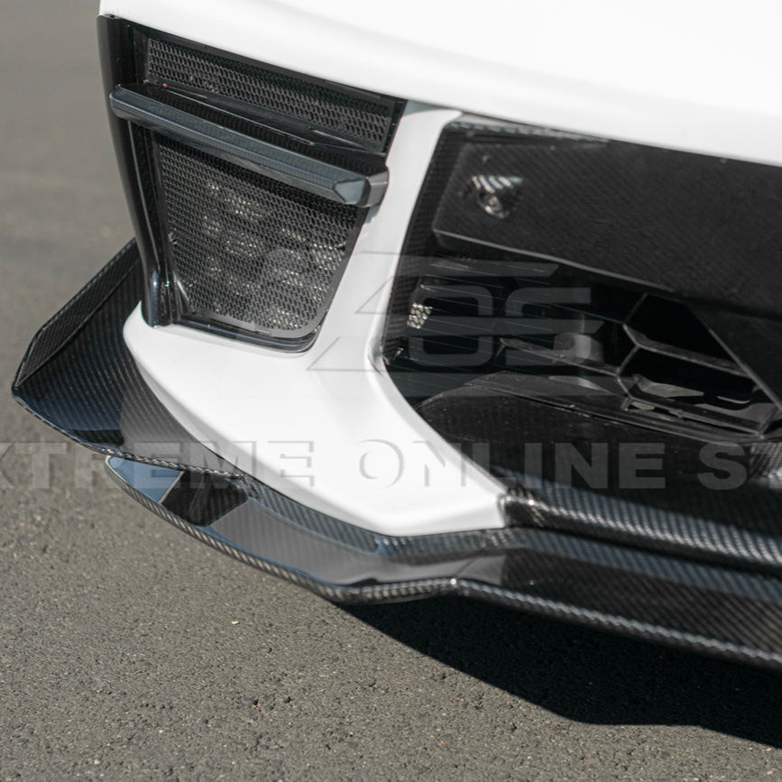 EOS Z07 Style Front Splitter & Carnards - Carbon Fiber - C8 Corvette (FLIP-476-BKCF_SPLITTER-477-BKCF)
