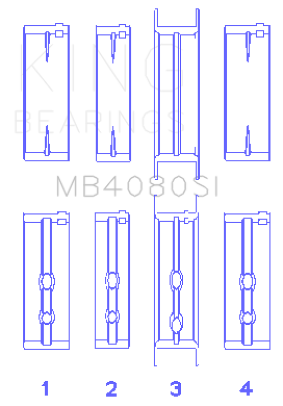 King Engine Bearings Gmc 2.8L/3.4L V6 173Ci/207Ci (Size +0.25mm) Main Bearing Set - MB4080SI0.25