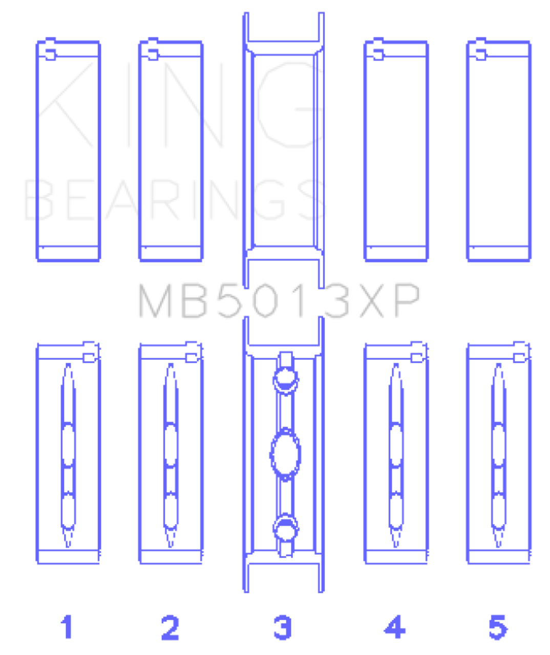 King Chevy LS1 / LS6 / LS3 (Size 020) Performance Main Bearing Set - MB5013XP020