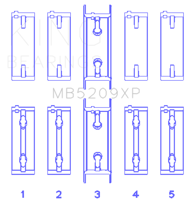 King Mitsubishi 4G63/4G64 7 Bolt 2nd Gen DSM and EVO I-IV (Size 0.25mm) Performance Main Bearing Set - MB5209XP0.25