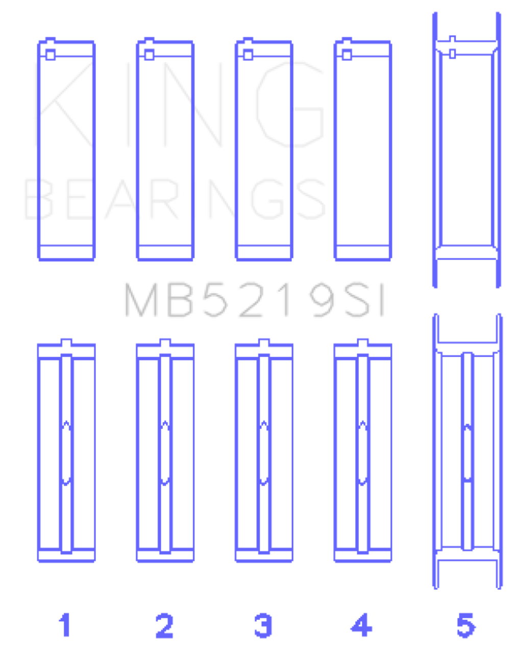 King 91-92 281CI 4.6L V8 Romeo with Cast Iron Block SOHC 16 Valves (Size STD) Main Bearing Set - MB5219SI