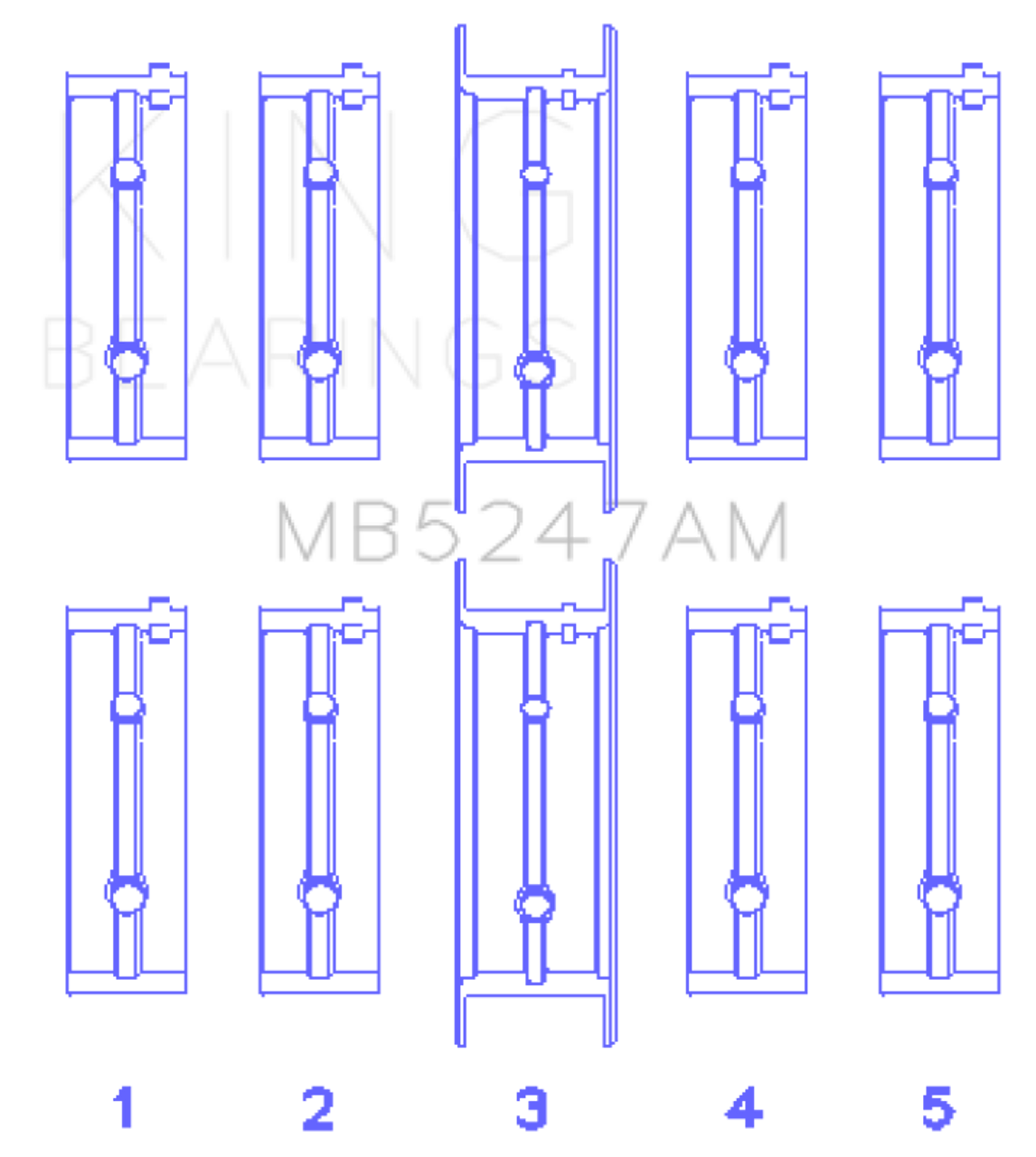 King Engine Bearings Opel 1.7D (Size +0.25mm) Main Bearing Set - MB5247AM0.25