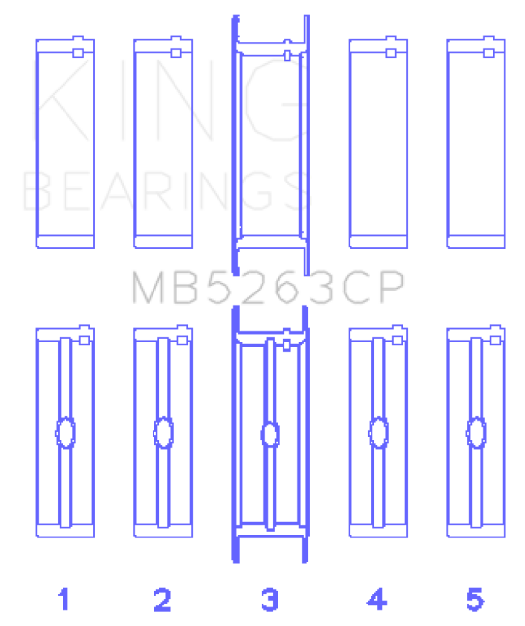 King 00-03 Ford F-650/F-750 T444E (Size STD) Crankshaft Main Bearing Set - MB5263CP