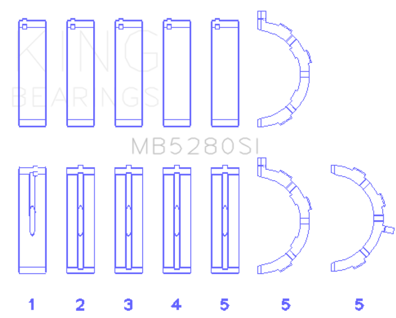 King Ford 281CI/330CI 4.6L/5.4L V8 (Size +0.5) Main Bearing Set - MB5280SI0.5