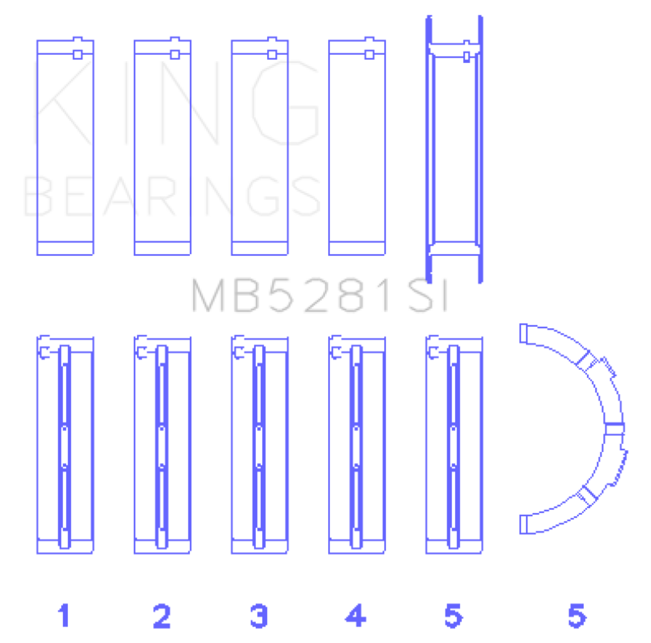 King Ford 281CI 4.6L V8 (Size STD) Main Bearing Set - MB5281SI