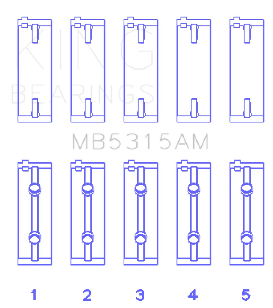 King Mitsubishi 4G63T/4G64 (Size 0.75) Main Bearing Set - MB5315AM0.75