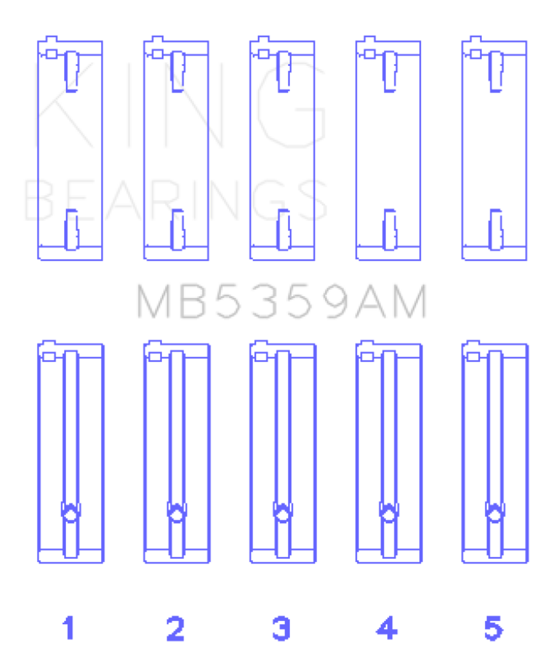 King Engine Bearings Mazda Fe 2.0L (Size +0.25mm) Main Bearing Set - MB5359AM0.25