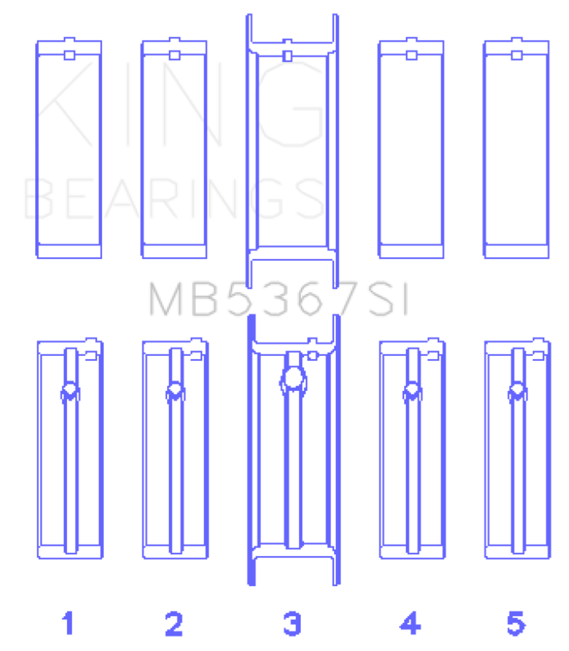 King GMC 2.4L (146cu) I4 Ecotec Main Bearing Set - (Size 0.5 Oversized) - MB5367SI0.5