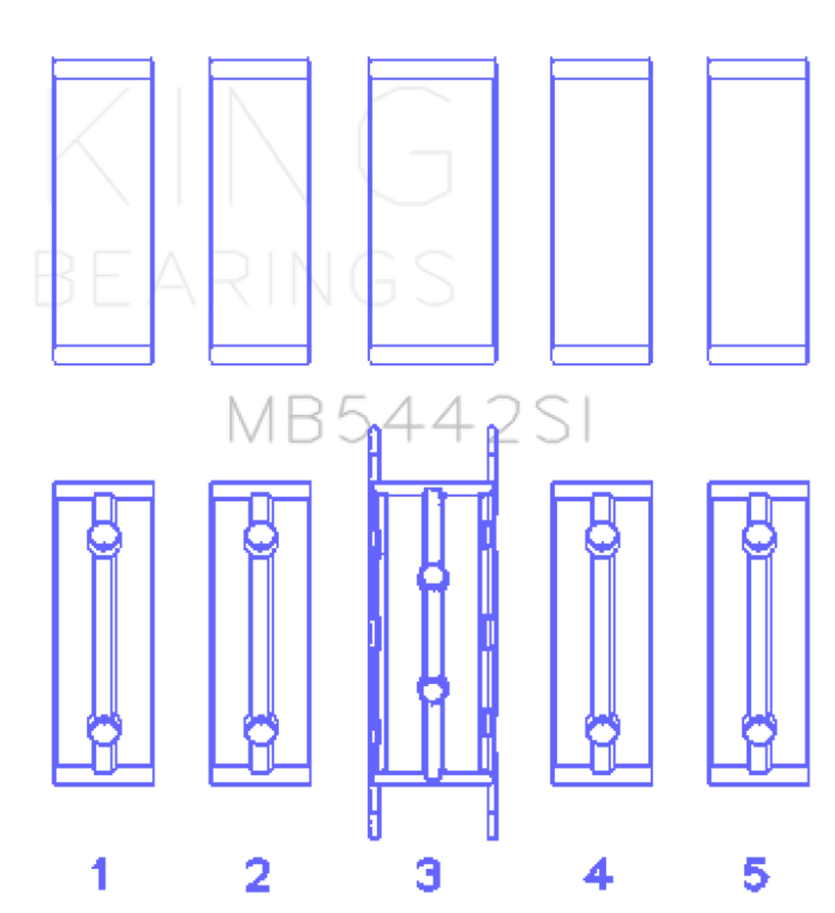 King Ford/Mazda Duratec 2.0/2.3 DOHC Silicon Bi-Metal Aluminum Main Bearing Set - Size STD - MB5442SI