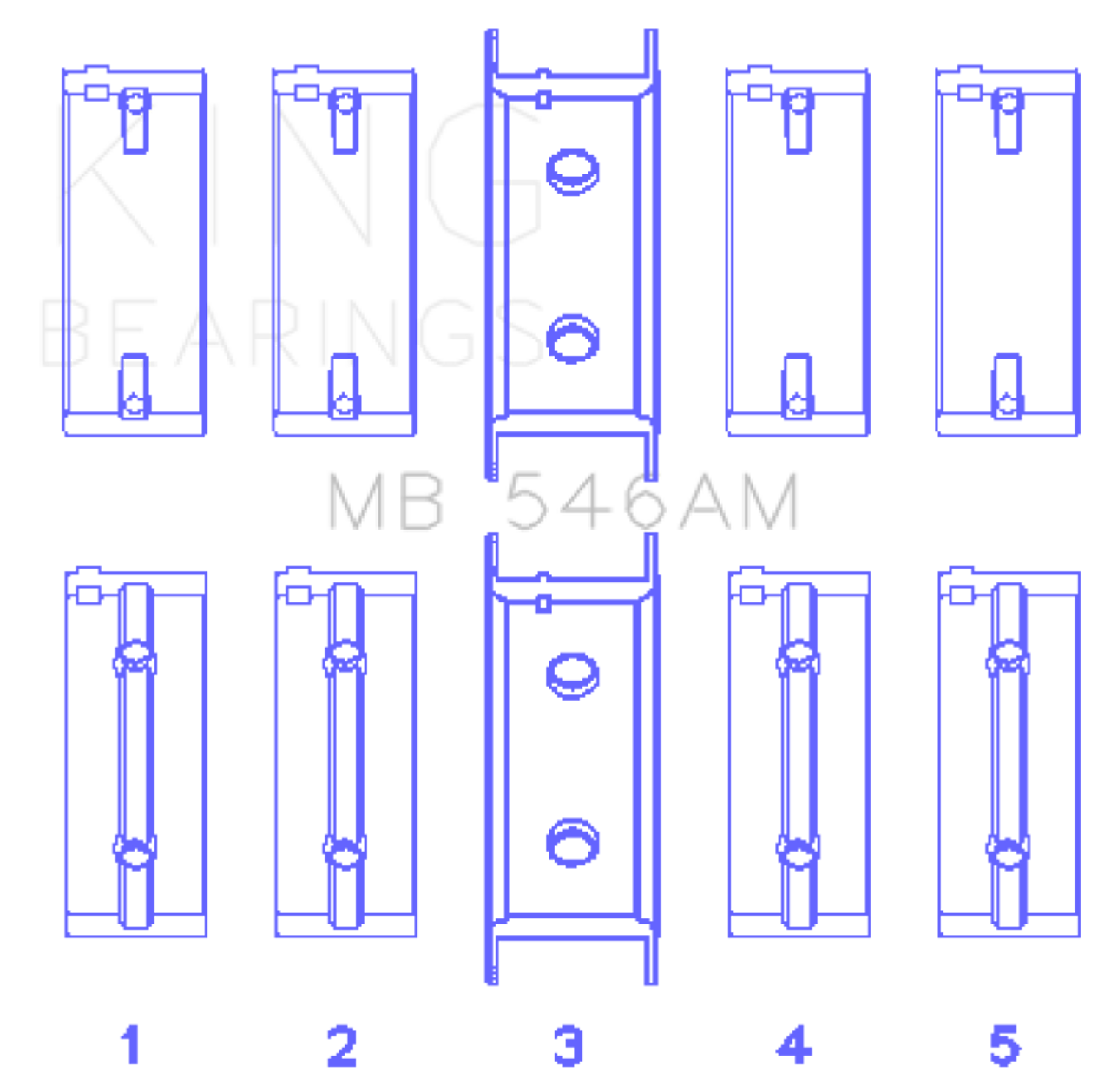 King Engine Bearings Mitsubishi G25B/4G54/4G53 (Size +0.75mm) Main Bearing Set - MB546AM0.75