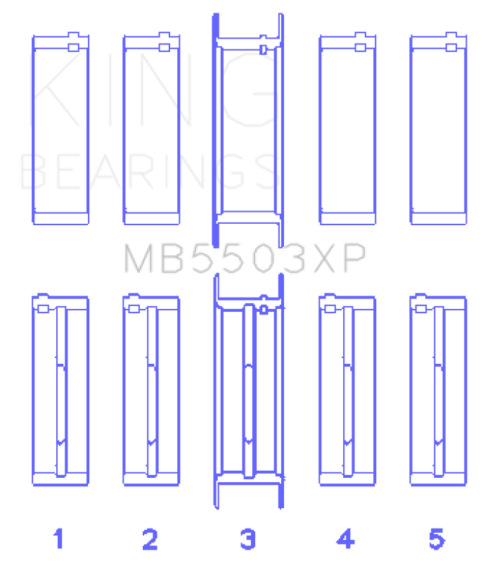King Ford 351ci Cleveland V8 (Size 001) Tri-Metal Performance Main Bearing Set - MB5503XP001