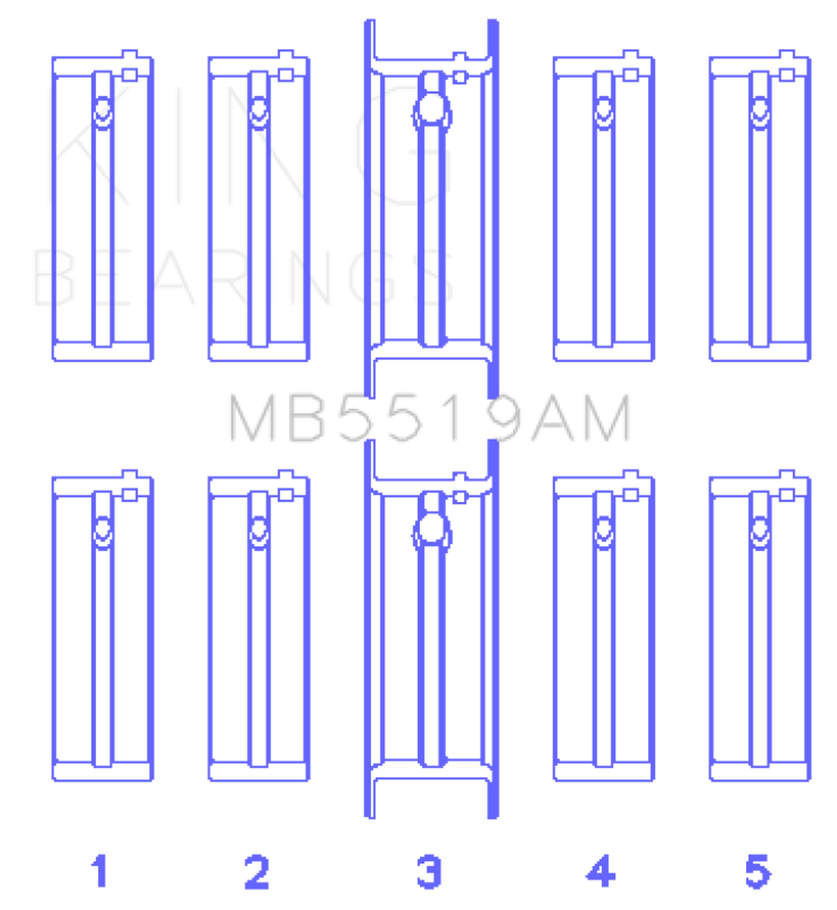King Daewoo/Opel/Vauxhall (Size 0.5) Main Bearing Set - MB5519AM0.5
