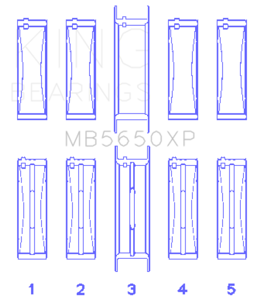 King Ford 370ci/429ci/460ci 16v OHV Crankshaft Main Bearing Set (Set of 5) - MB5650XPSTDX