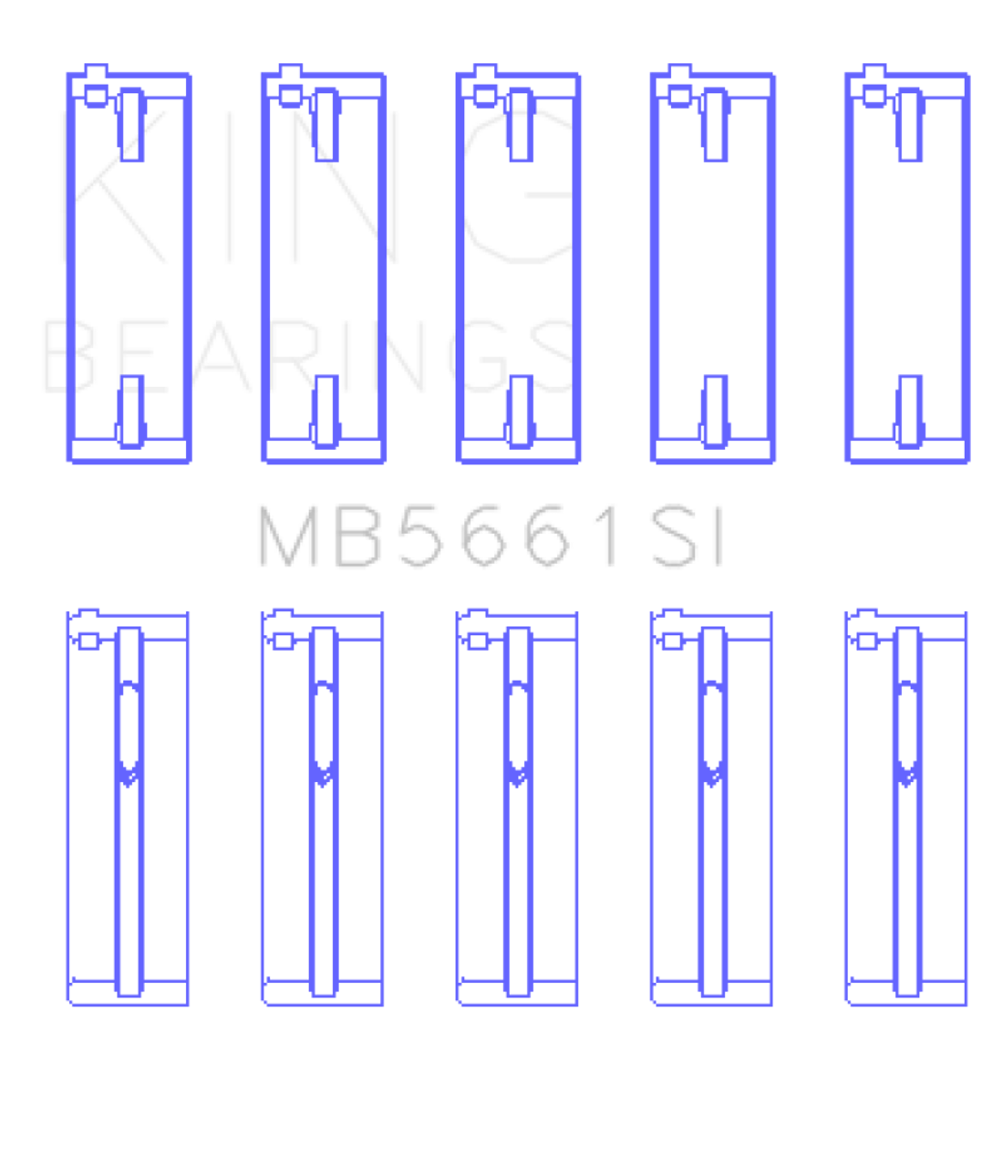 King Audi / Volkswagen ADZ/AWT/APK 1.6/1.8/2.0L Crankshaft Main Bearing Set (Set of 5) (Size  0.25) - MB5661SI025