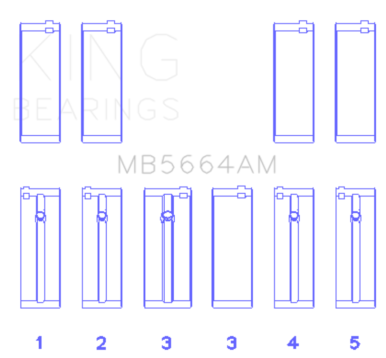 King Nissan QR25DE DOHC 16 Valves (Size +0.75) Main Bearing Set - MB5664AM0.75