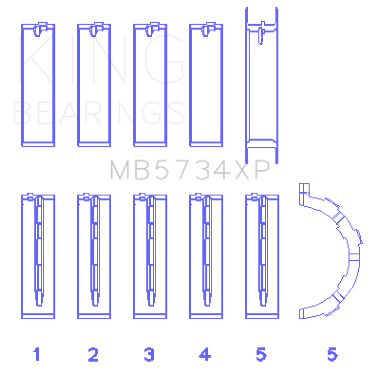 King Ford Mustang Prod 302 Coyote Performance Main Bearing Set - Size STD - MB5734XP