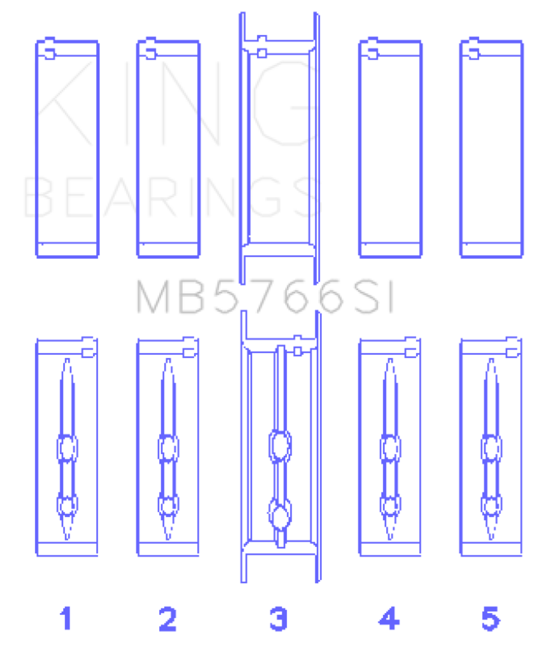 King GM LS1/2/4/6 (Housing Bore +.010) (Size .010 Oversized) Main Bearing Set - MB5766SI010