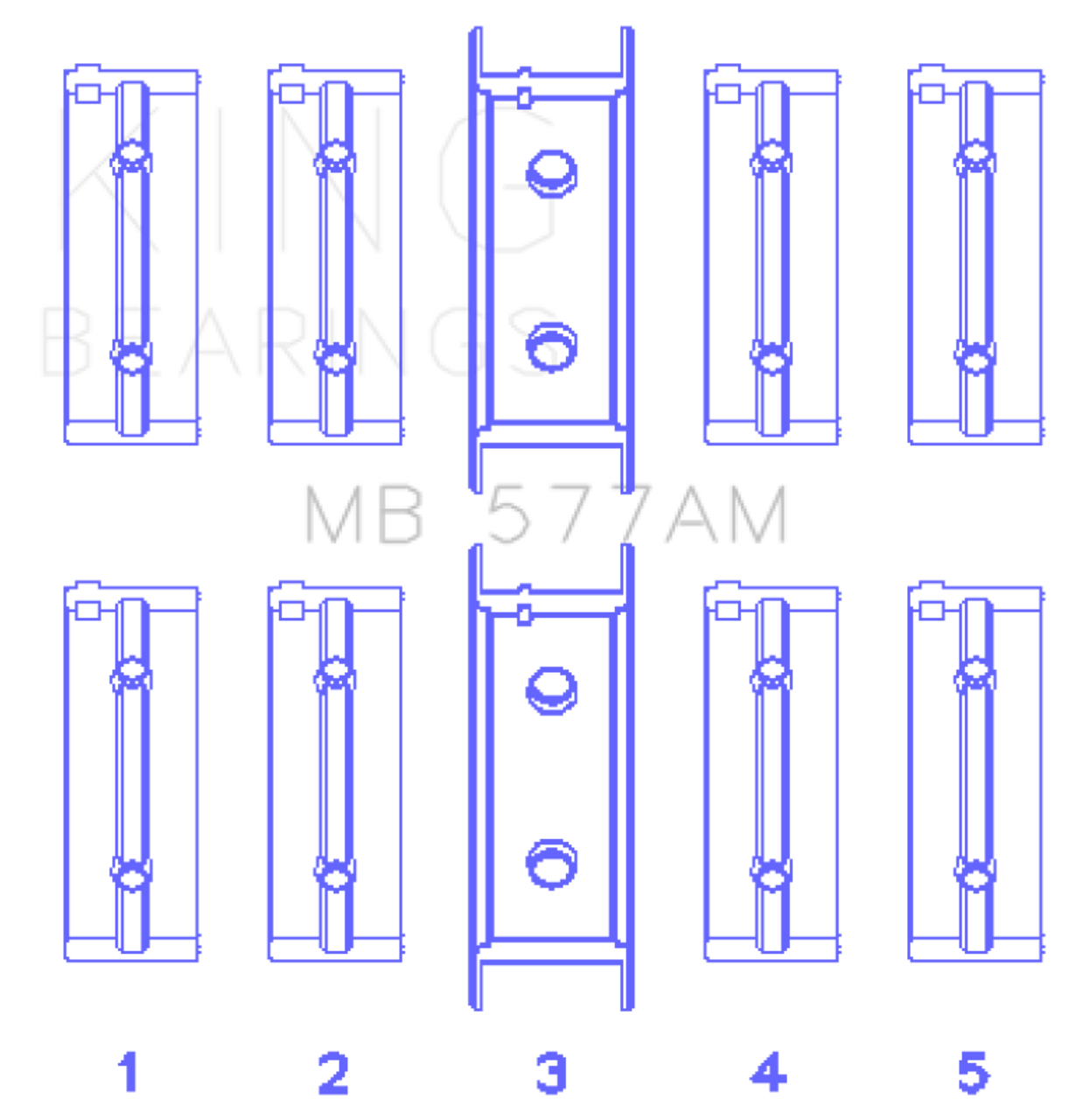 King Engine Bearings Mitsubishi 4G52 (Size +0.25mm) Main Bearing Set - MB577AM0.25