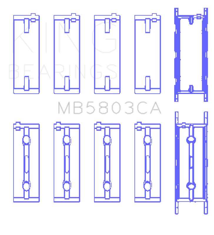 King BMW S65B40A Crankshaft Main Bearing Set (Set of 5) - MB5803CA