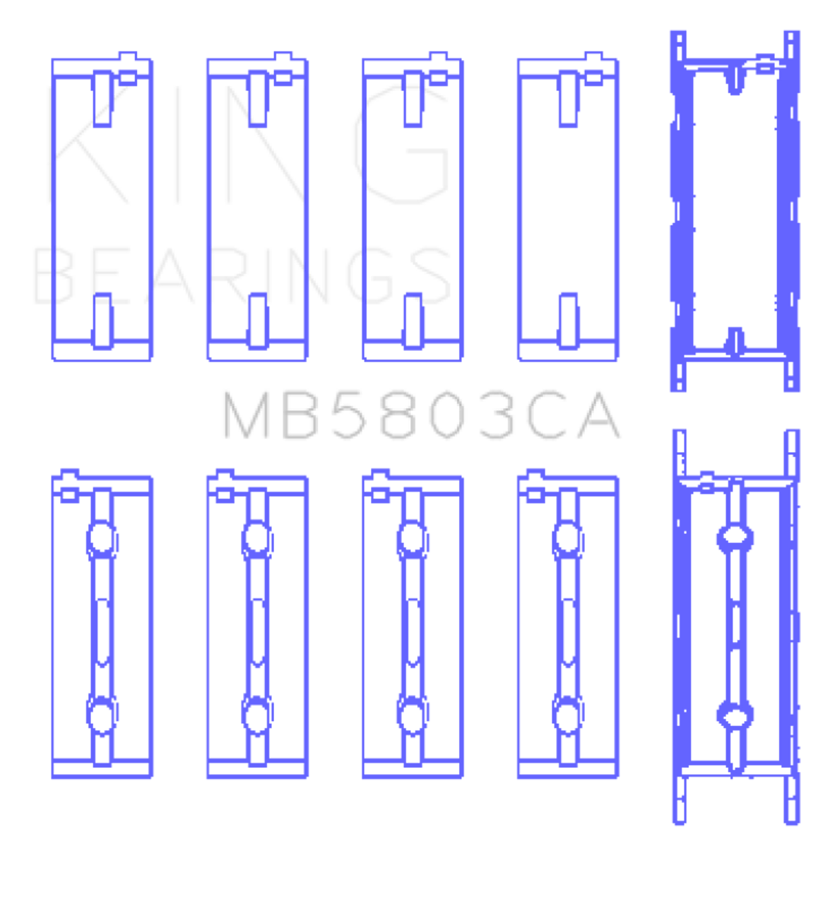 King BMW S65B40A (Size +0.5mm) Crankshaft Main Bearing ( Set of 5 ) - MB5803CA0.5