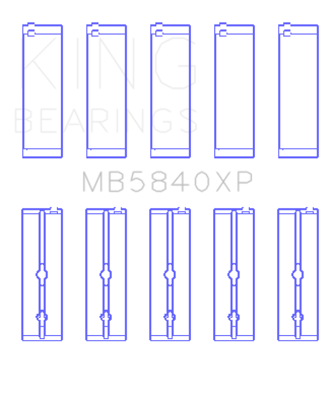 King Chrysler/Dodge Gen 3 Hemi 5.7L/6.1L/6.4L Crankshaft Main Bearing Set (Set of 5) - MB5840XP