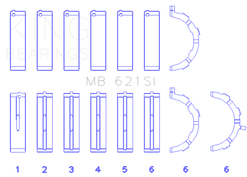 King Engine Bearings Ford 415 (Size +0.50mm) Main Bearing Set - MB621SI0.5