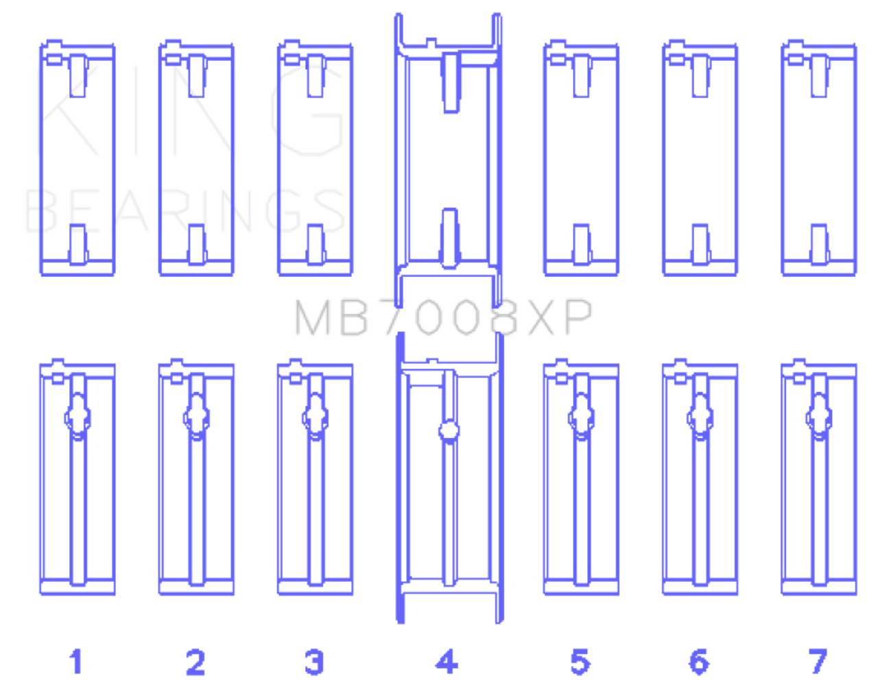 King Nissan 2.5L RB25DET 24V Performance Main Bearing Set - Size STD - MB7008XP