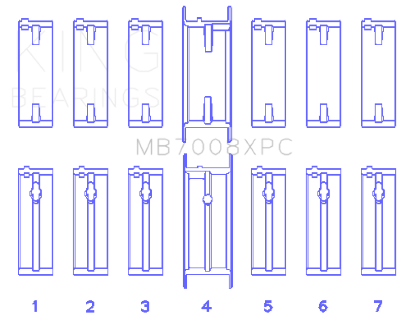 King Nissan 2.5L RB25DET 24V Coated Performance Main Bearing Set - Size STD - MB7008XPC