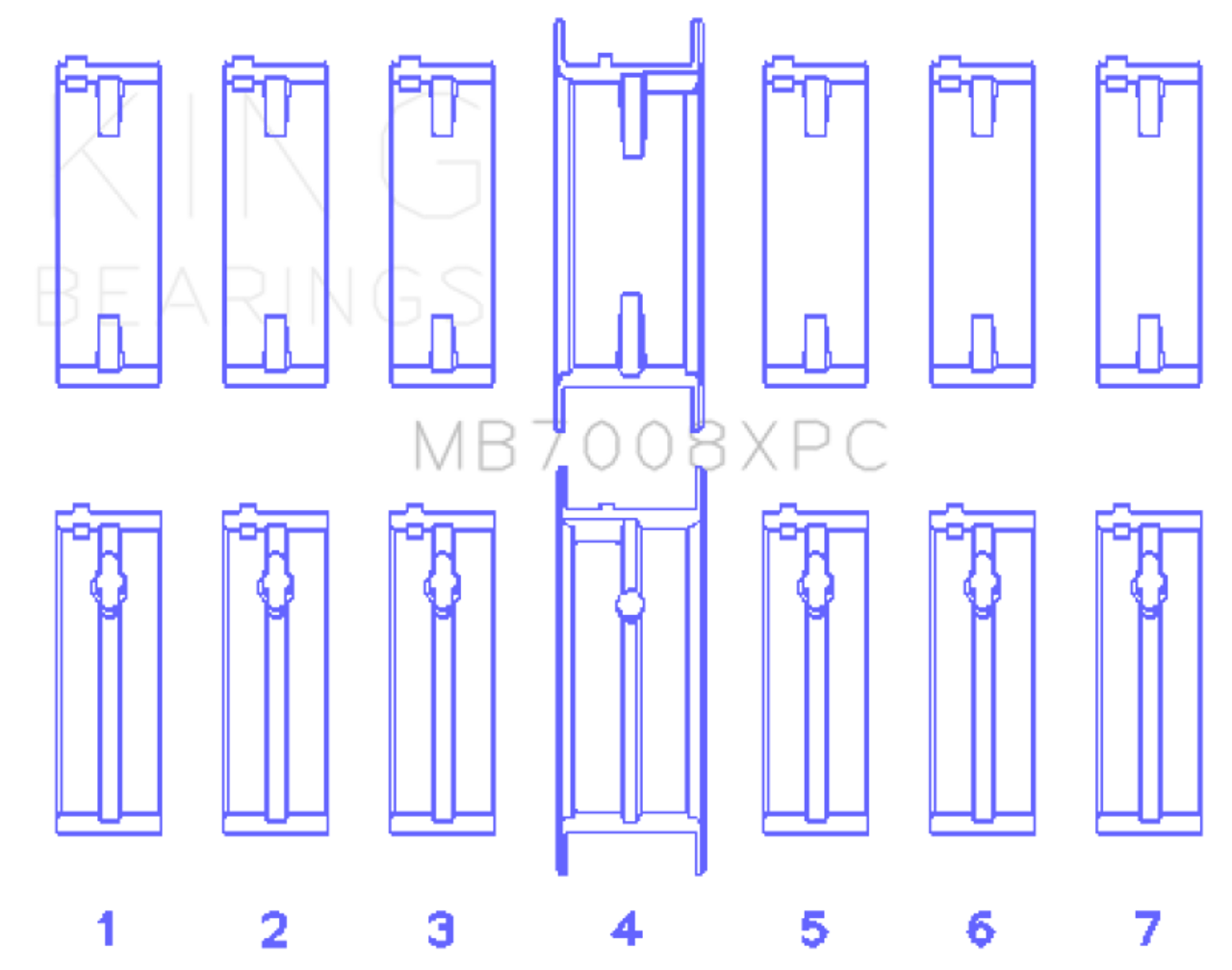 King Nissan 2.5L RB25DET 24V (Size .026) Coated Performance Main Bearing Set - MB7008XPC.026