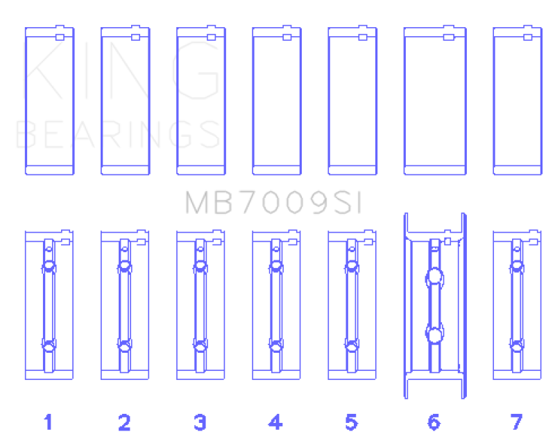 King 89-15 Dodge Cummins Diesel 5.9L 6.7L Inline 6 (Size 0.25mm) Main Bearing Set - MB7009SI0.25