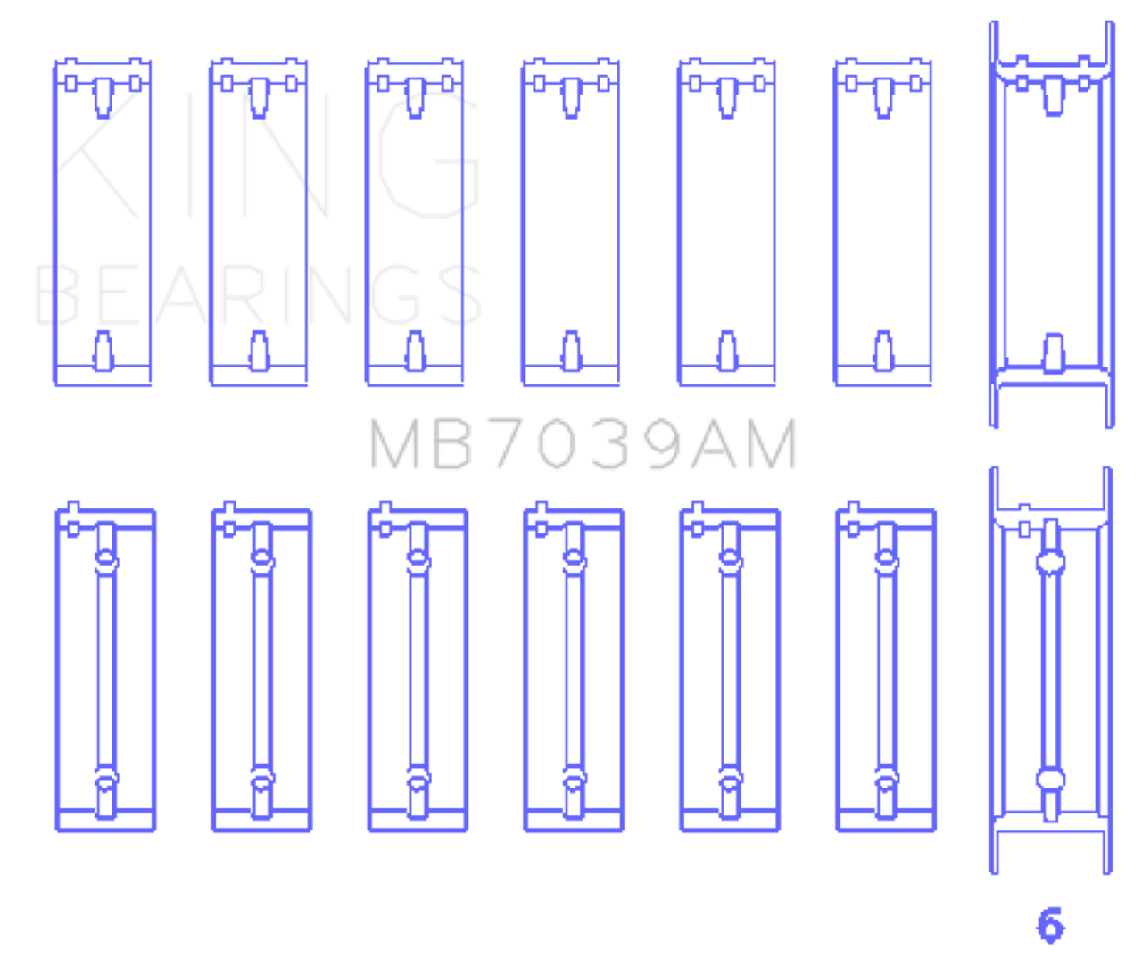 King BMW M51/M57 Main Bearing Set - Size STD - MB7039AM