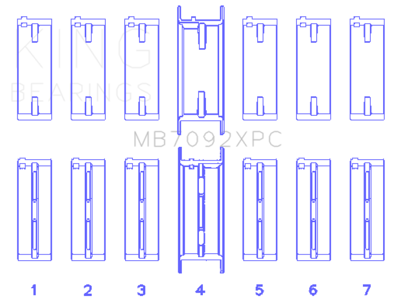 King Nissan RB26DETT 24V Coated Performance Main Bearing Set - Size STD - MB7092XPC