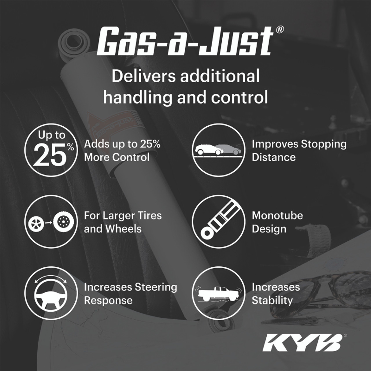 KYB Shocks & Struts Gas-A-Just Front TOYOTA Pickup (2WD) 1984-95 TOYOTA T100 (2WD) 1993-98 TOYOTA Ta - KG4752
