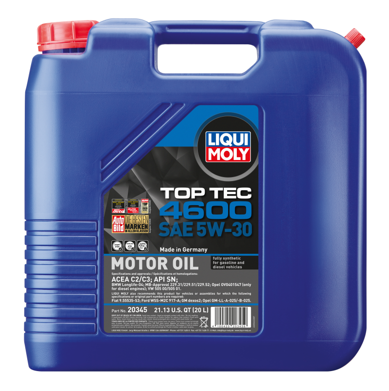 LIQUI MOLY 20L Top Tec 4600 Motor Oil SAE 5W30 - 20345