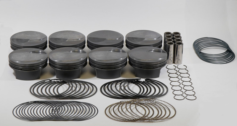 Mahle MS Piston Set BBC 505ci 4.350in Bore 4.25in Stroke 6.385in Rod .990 Pin 18cc 10.4 CR Set of 8 - 929907150