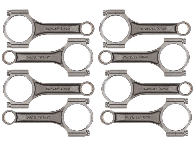 Manley SB Chevy Sportsmaster Steel Connecting Rods I-Beam 5.7in Length - Set of 8 - 14101-8