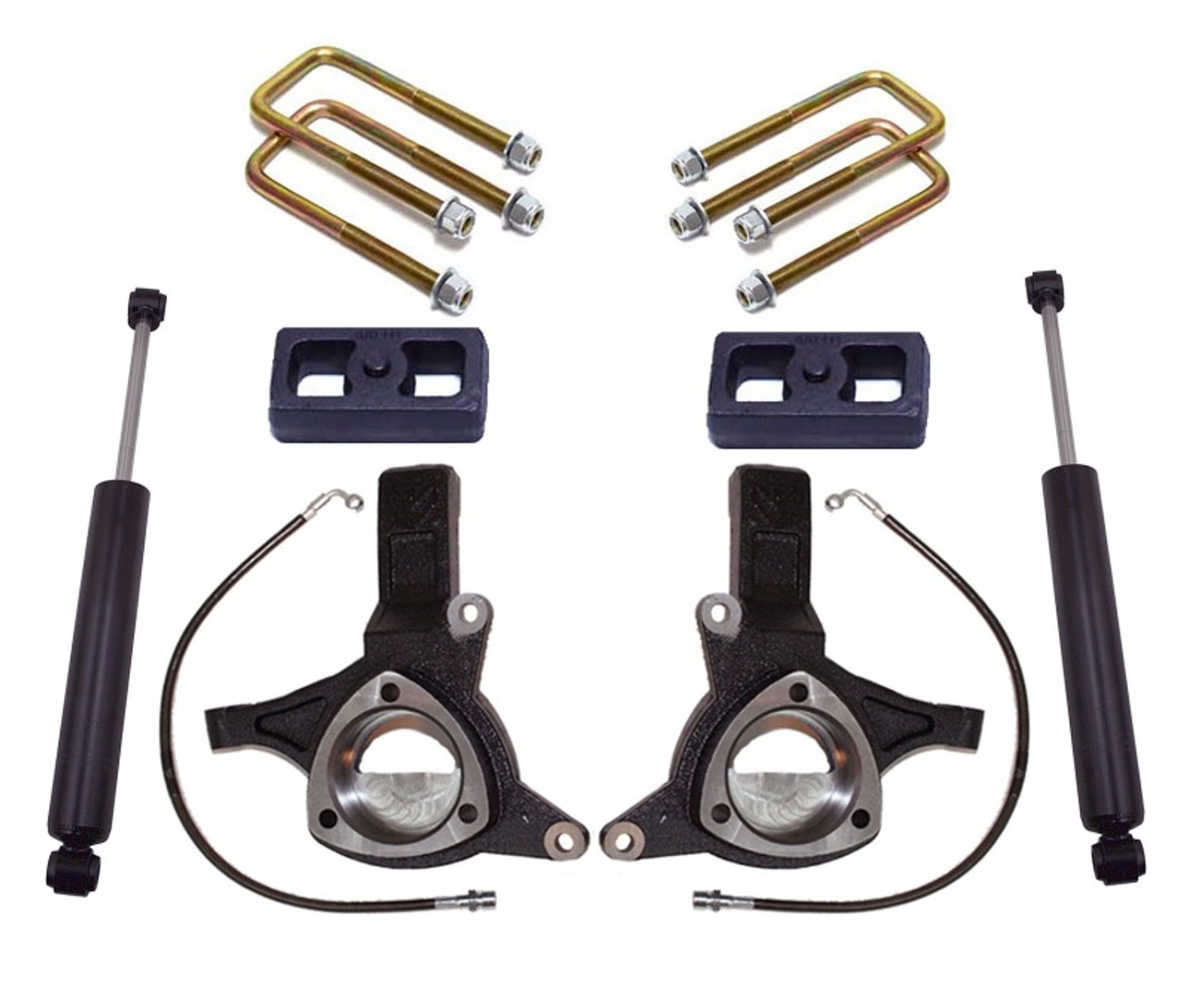 MaxTrac 16-18 GM C1500 2WD w/Stamped Steel Susp. 5in/3in MaxPro Spindle Lift Kit w/MaxTrac Shocks - K881753