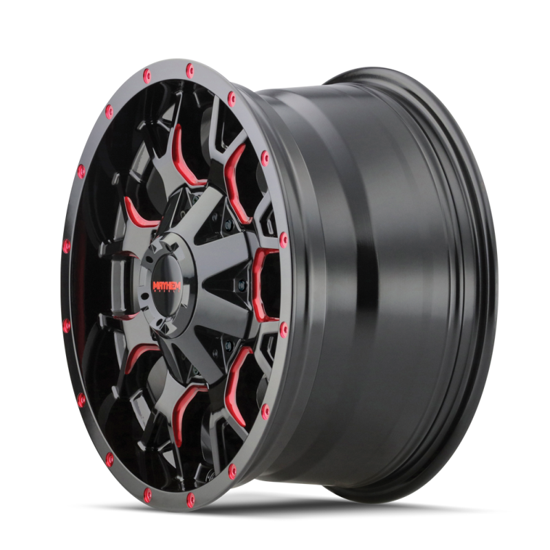 Mayhem 8015 Warrior 20x9 / 6x135 BP / 0mm Offset / 106mm Hub Black w/ Prism Red Wheel - 8015-2937BTR