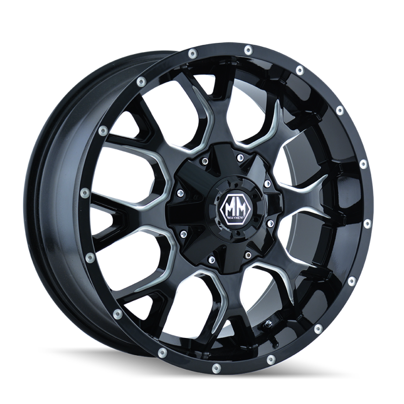 Mayhem 8015 Warrior 20x9 / 8x170 BP / 18mm Offset / 125.2mm Hub Gloss Black Milled Wheel - 8015-2970M18 Photo - Primary