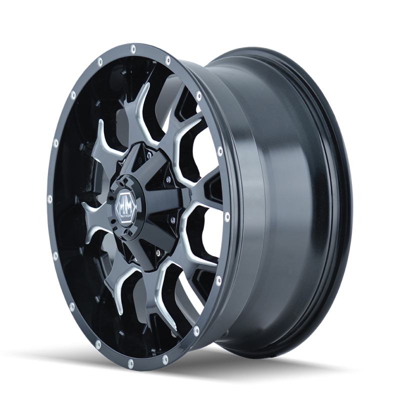 Mayhem 8015 Warrior 20x9 / 6x120 BP / 30mm Offset / 78.1mm Hub Black w/ Milled Spokes Wheel - 8015-2994M30