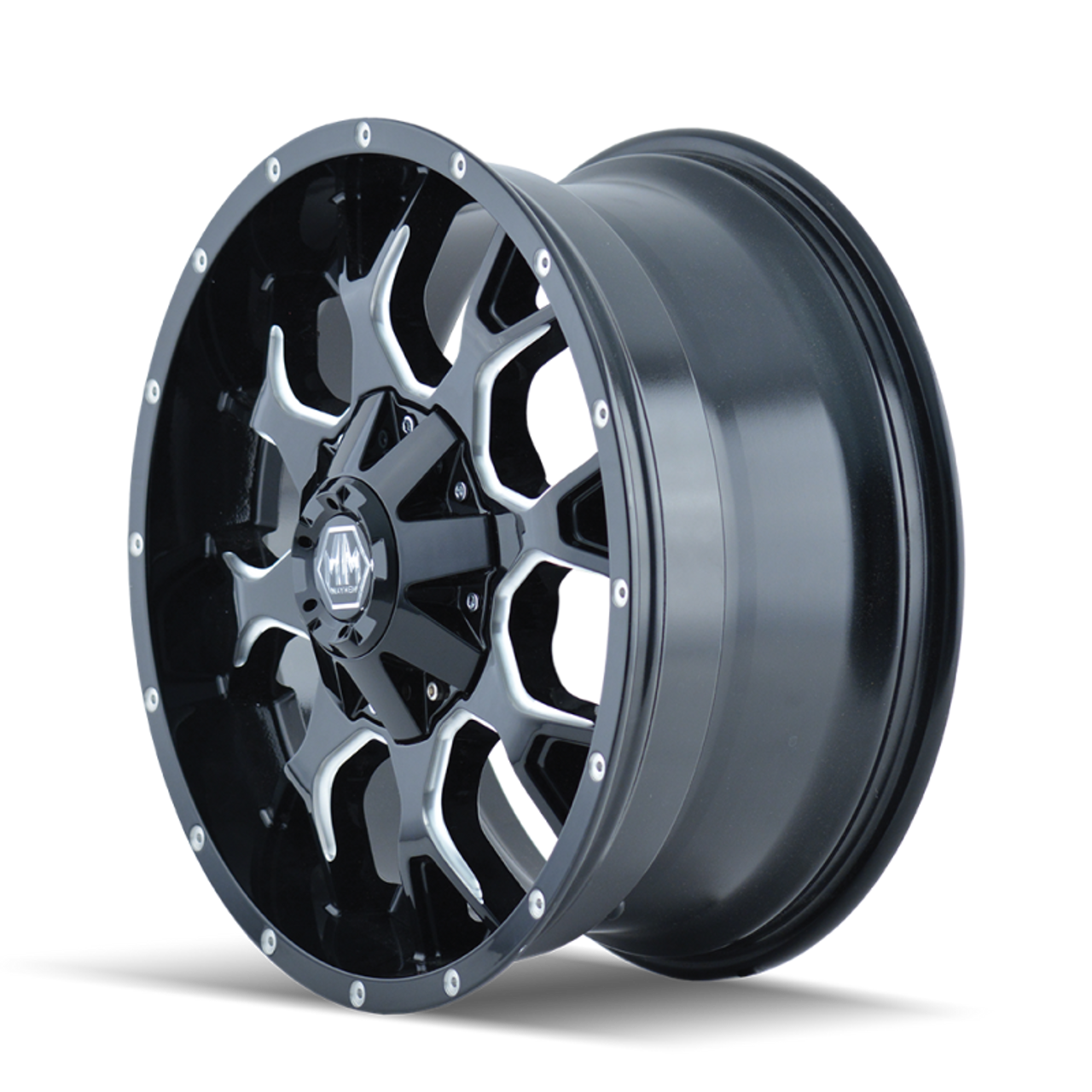 Mayhem 8015 Warrior 17x9 / 6x135 BP / -12mm Offset / 106mm Hub Black w/ Milled Spokes Wheel - 8015-7937M