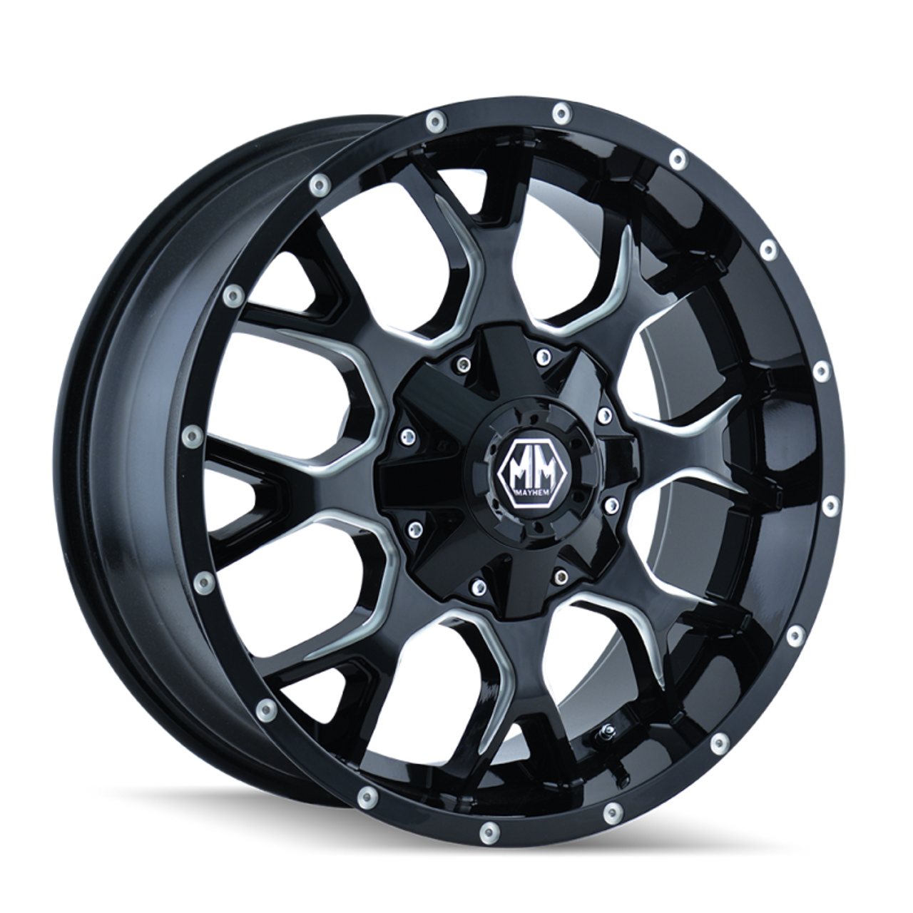 Mayhem 8015 Warrior 18x9 / 5x114.3 BP / -12mm Offset / 87mm Hub Black w/ Milled Spokes Wheel - 8015-8956M