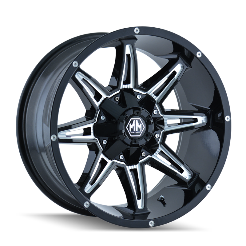 Mayhem 8090 Rampage 20x10 / 8x170 BP / -25mm Offset / 125.2mm Hub Gloss Black Milled Wheel - 8090-2170M Photo - Primary