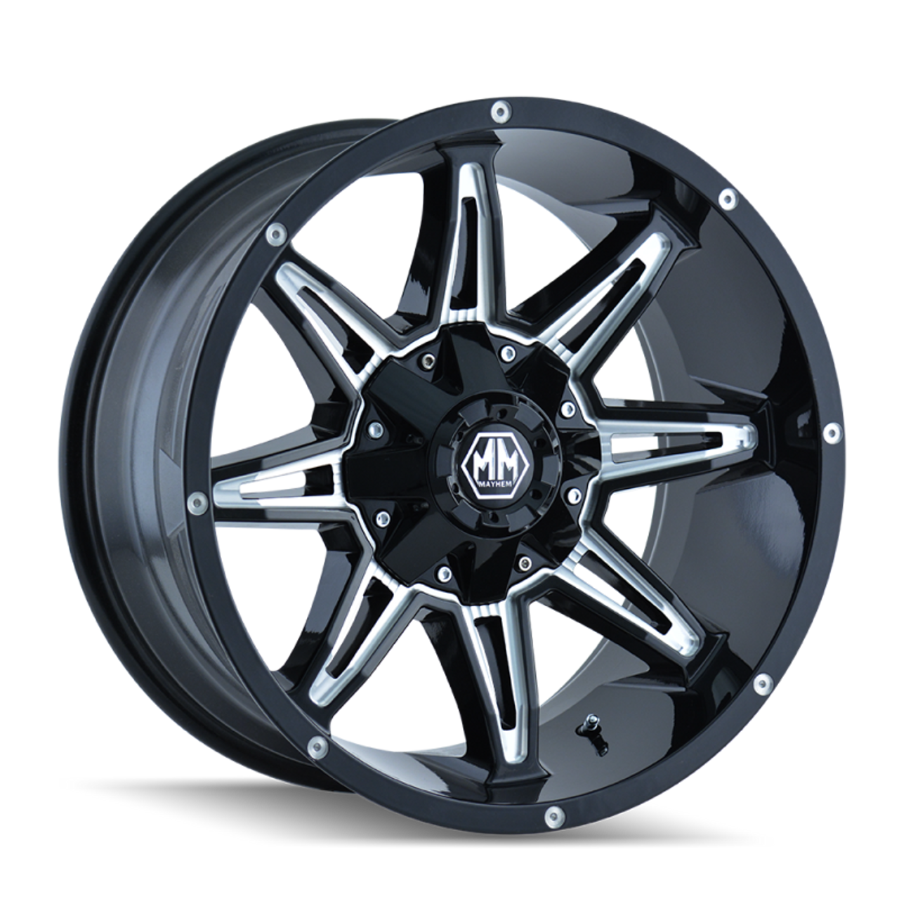 Mayhem 8090 Rampage 20x9 / 6x135 BP / 18mm Offset / 106mm Hub Black w/ Milled Spokes Wheel - 8090-2937M18