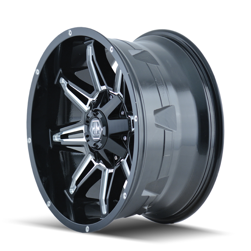 Mayhem 8090 Rampage 17x9 / 5x127 BP / 18mm Offset / 87mm Hub Black w/ Milled Spokes Wheel - 8090-7952M18