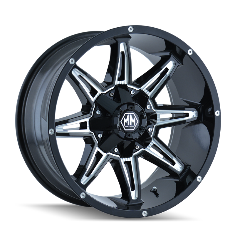 Mayhem 8090 Rampage 18x9 / 8x180 BP / 18mm Offset / 124.1mm Hub Black w/ Milled Spokes Wheel - 8090-8978M18